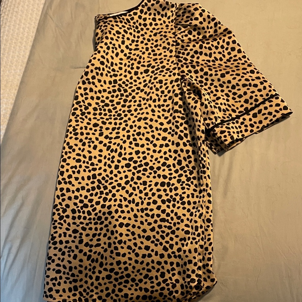 LOFT Tan and Black Leopard Print Blouse